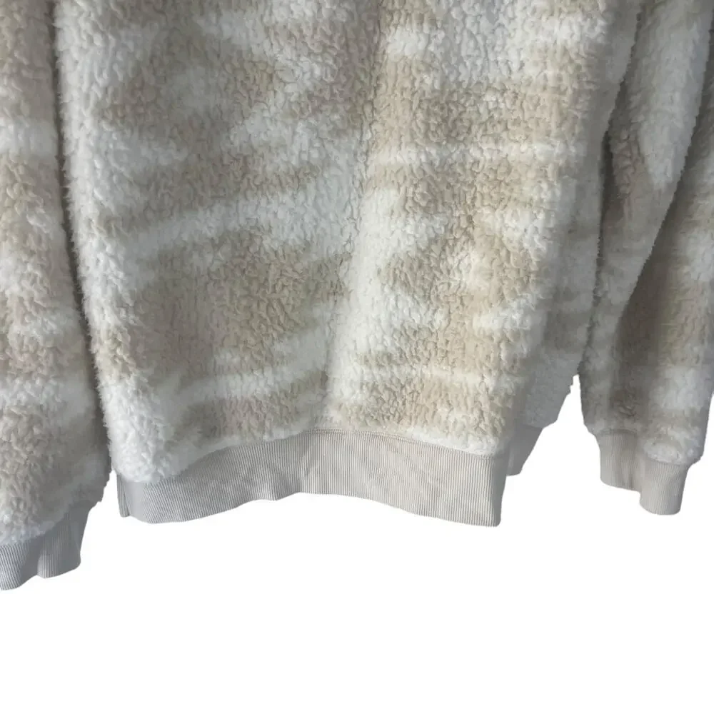 Sonoma Women's Size Large Sherpa Tan Cream‎ Sherpa Hooded Sweater